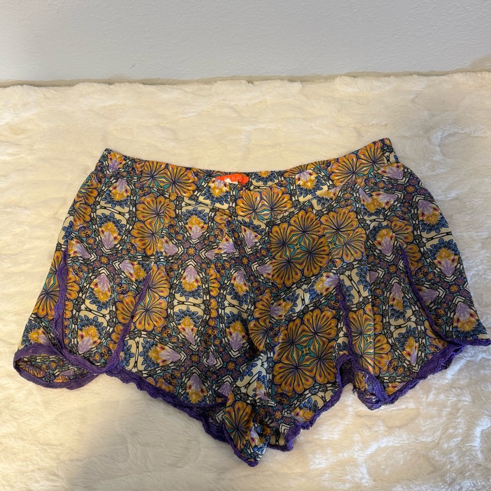 Banjul Purple and Gold Floral Women's‎ Shorts
